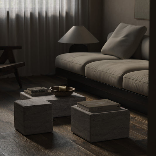 Cerazo Travertine Coffee Table, Grey