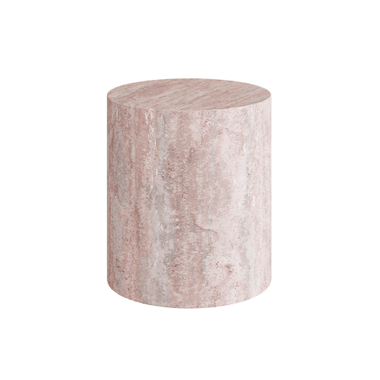Porto Travertine Side Table, Red