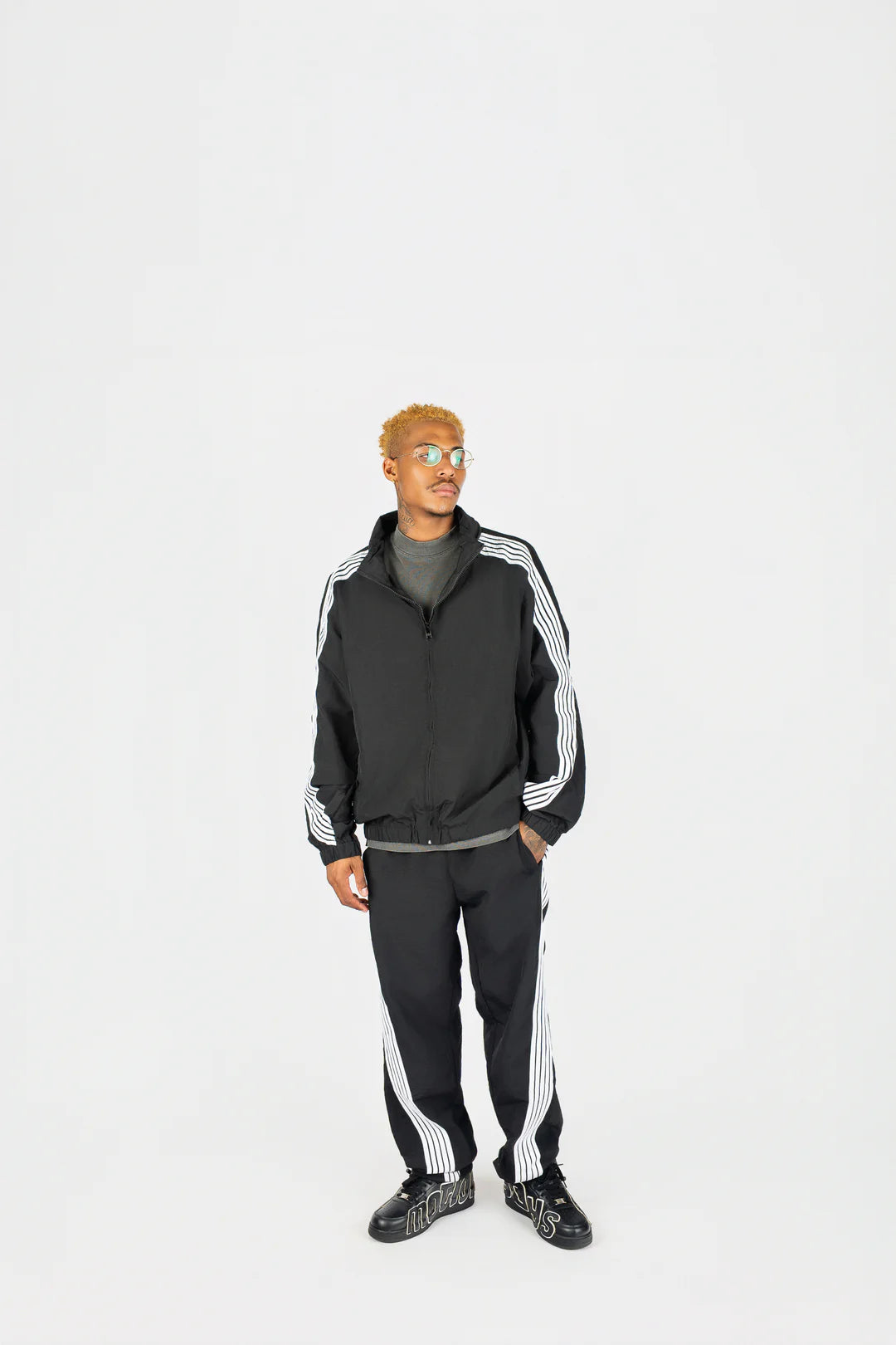 Rebel Minds Nylon Racer Zip Up and Pants Set