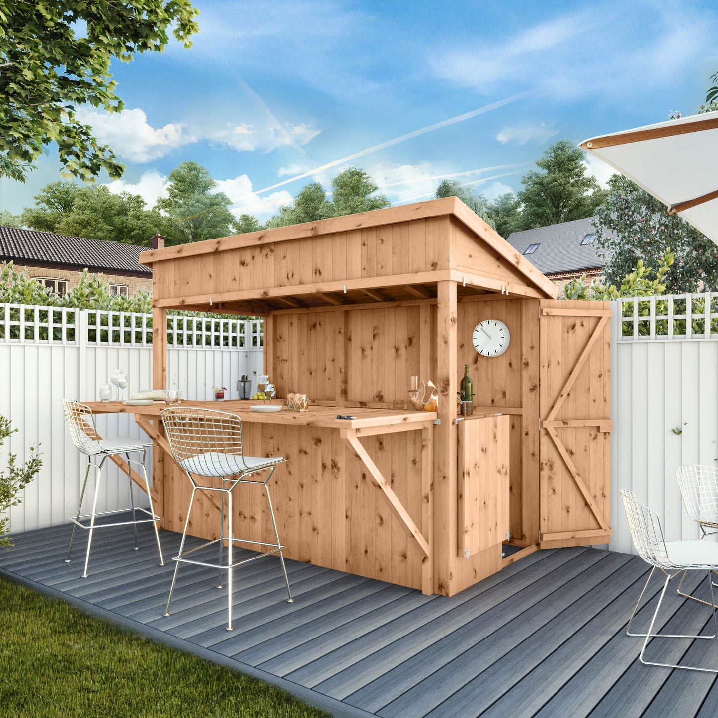 Mercia 9 x 4 Premium Pressure Treated Garden Bar With Shutters