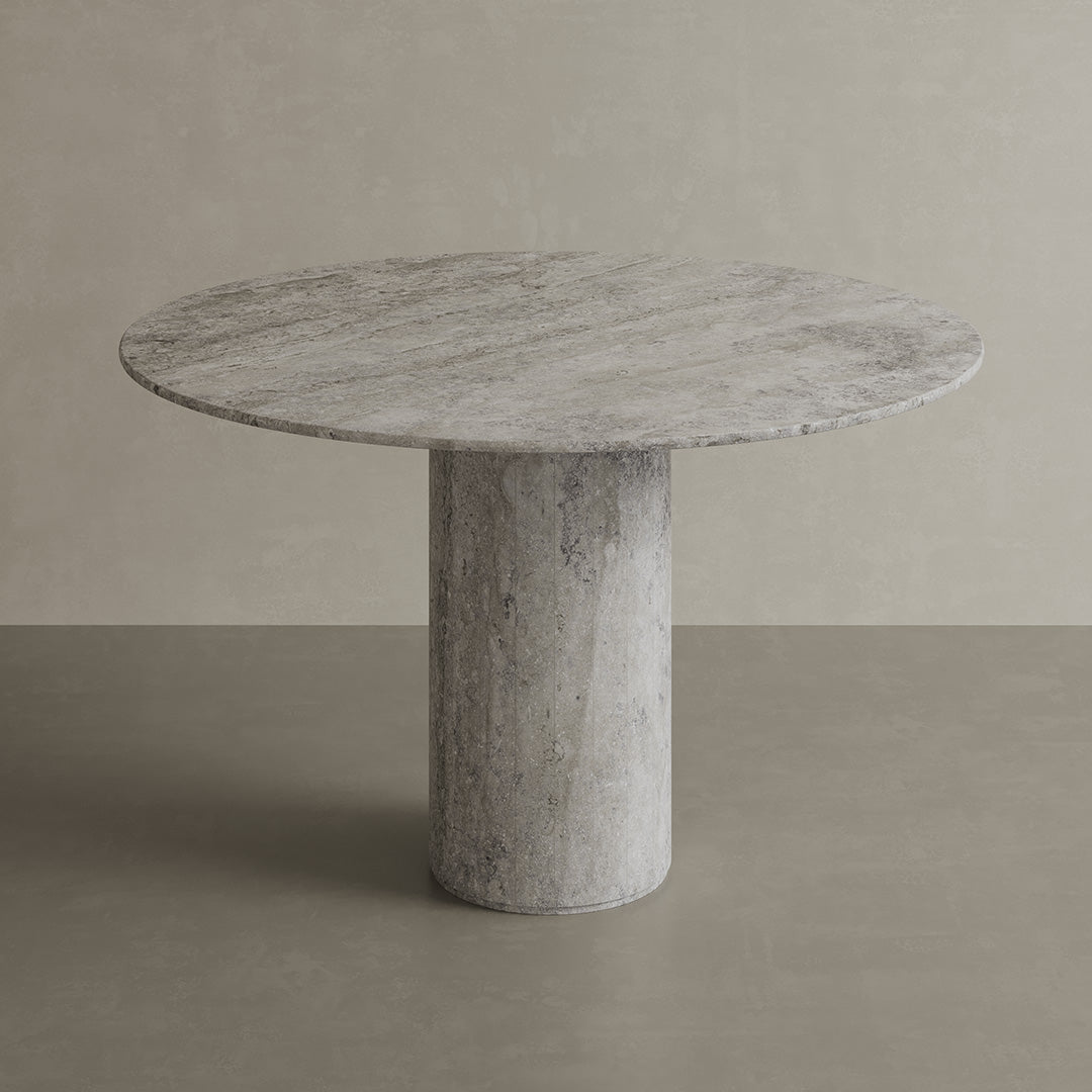 Golia Travertine Dining Table, Grey