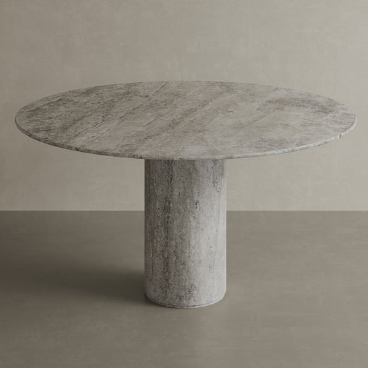 Golia Travertine Dining Table, Grey
