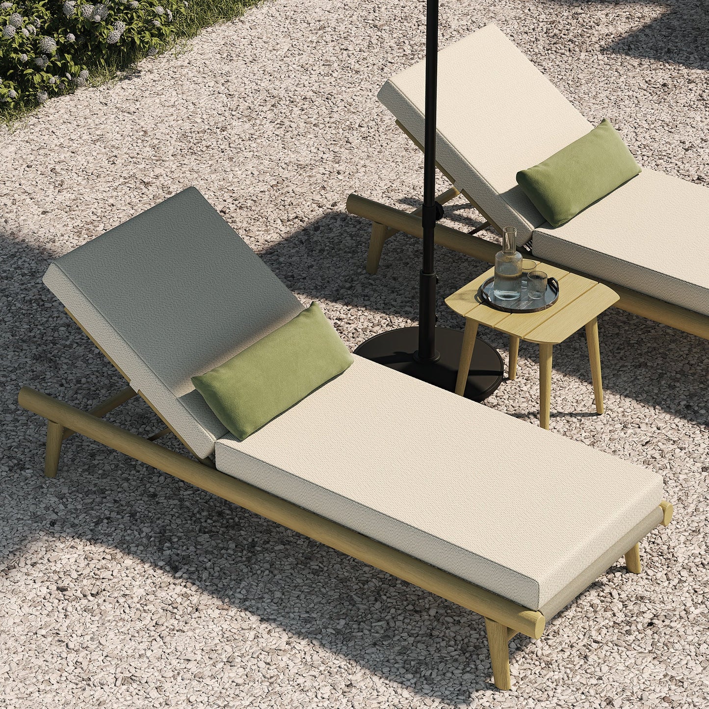 N1 Sun Lounger Light Teak