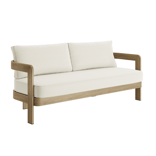 N3 Oak Three Seater Sofa Cirrus Textured Weave