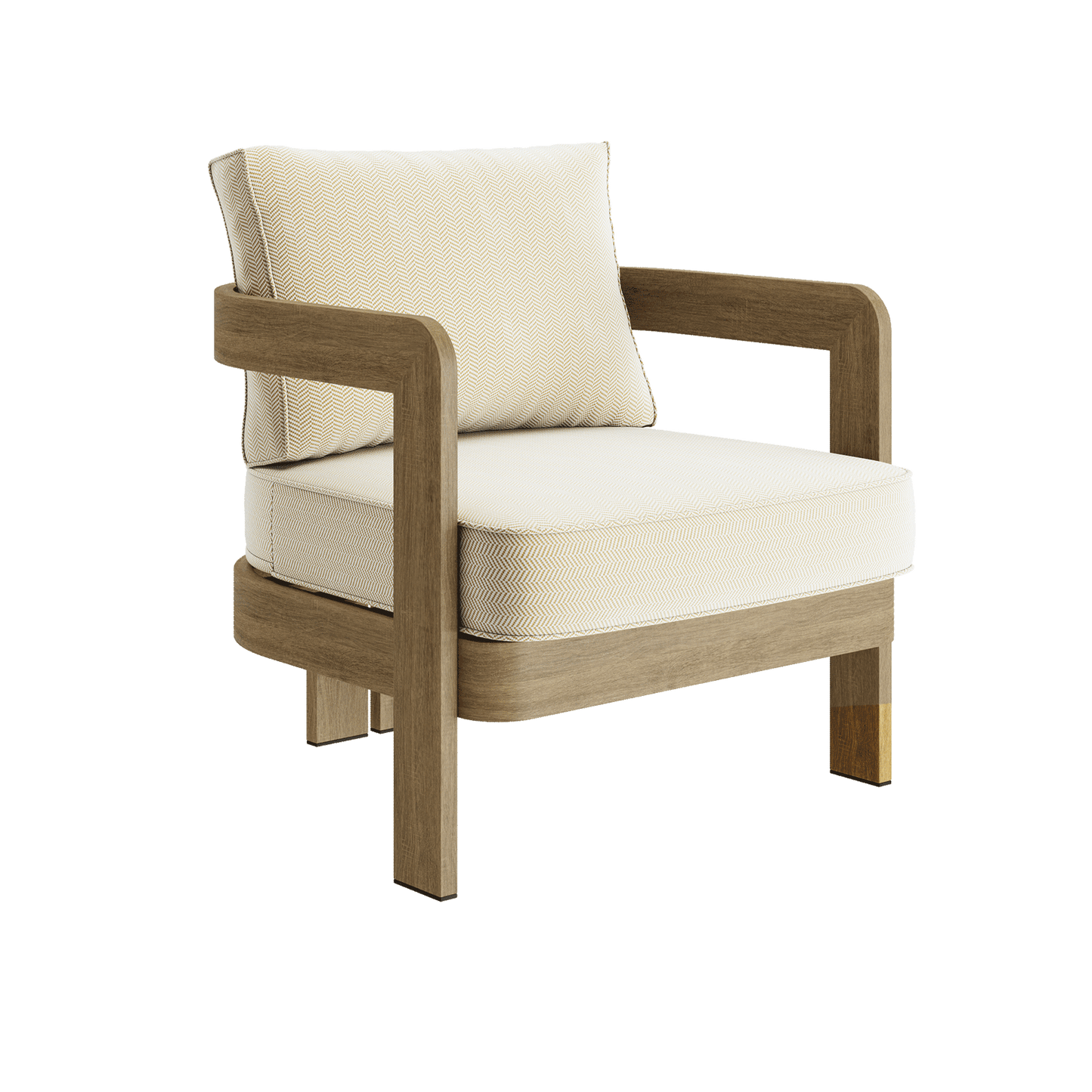 N3 Oak Lounge Chair Pearl Herringbone