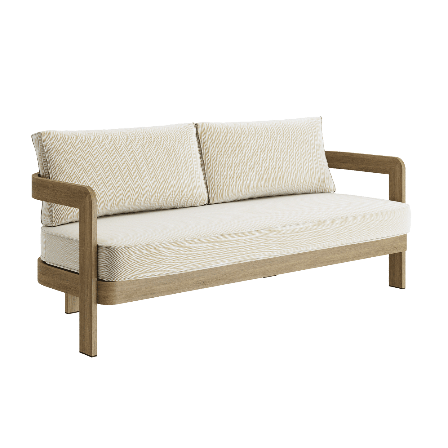N3 Oak Three Seater Sofa Pearl Herringbone