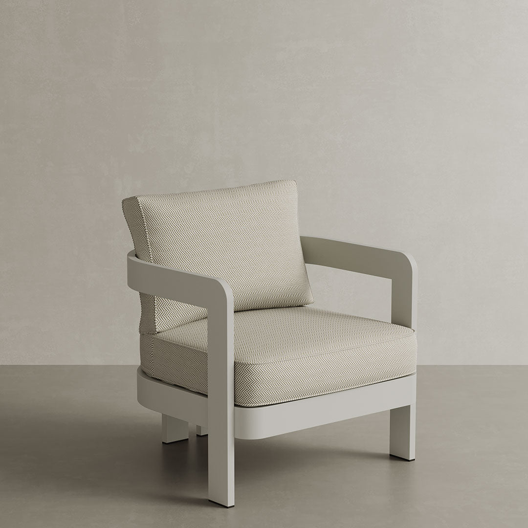 N3 Stone Lounge Chair Pearl Herringbone
