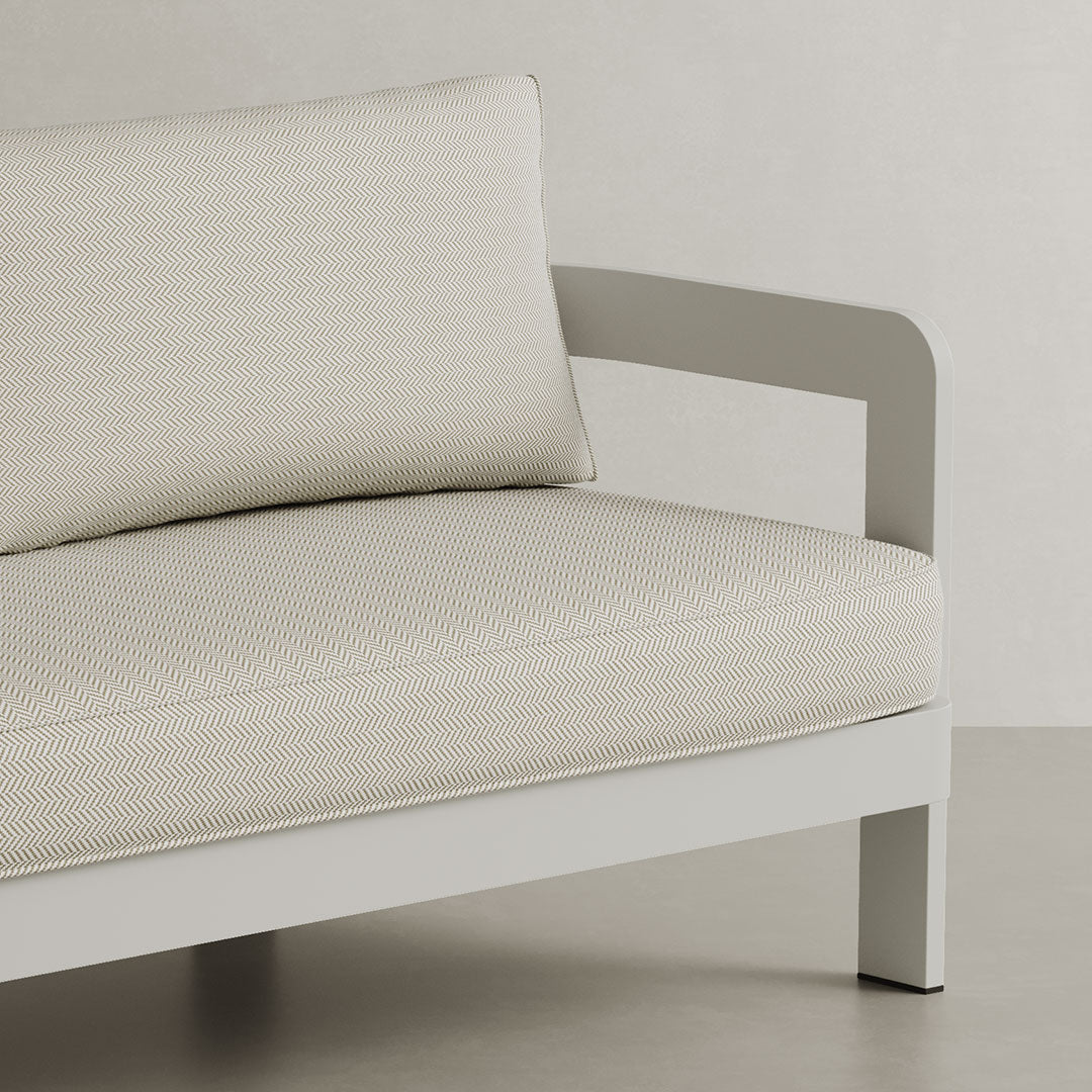 N3 Stone Three Seater Sofa Pearl Herringbone