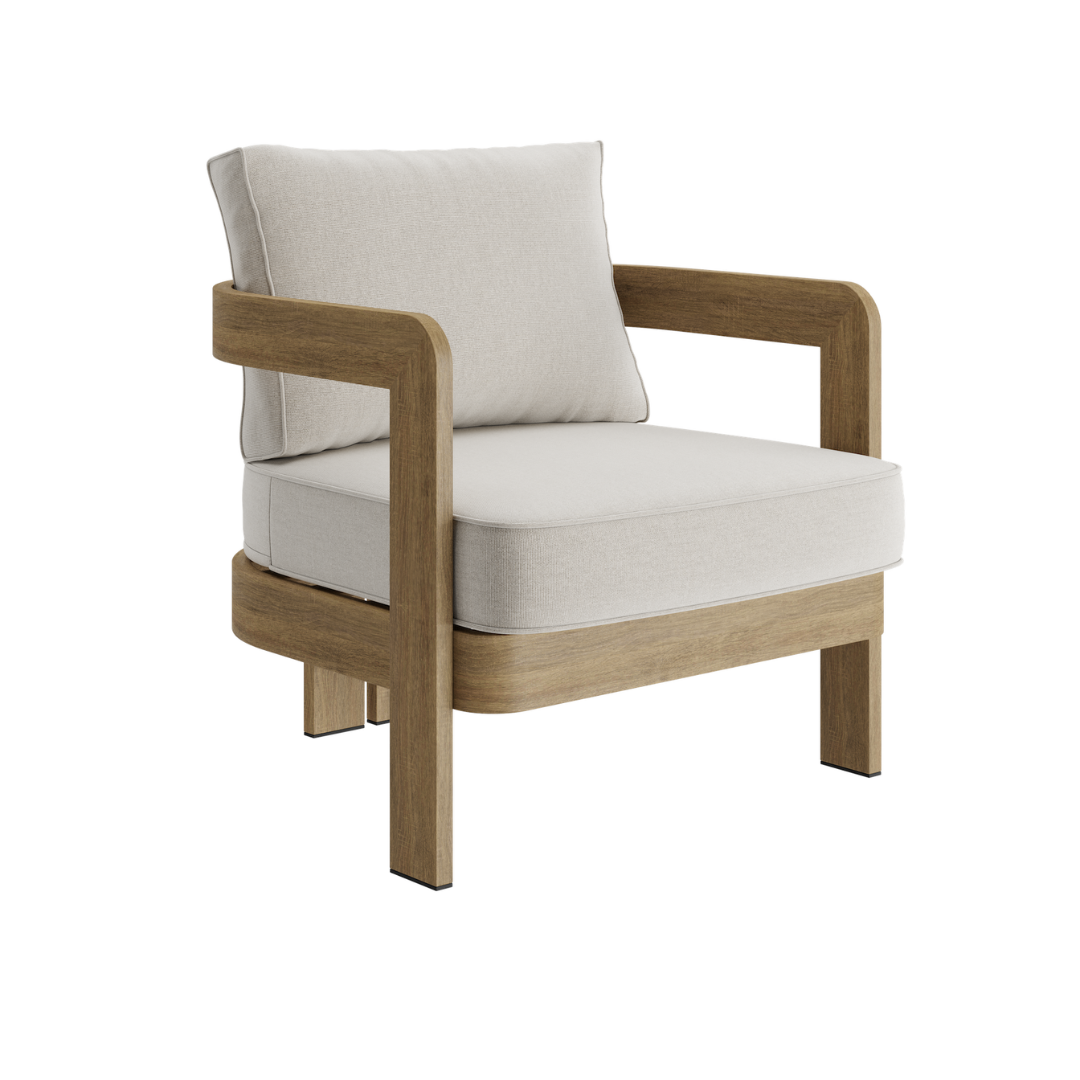 N3 Oak Lounge Chair Bone Canvas