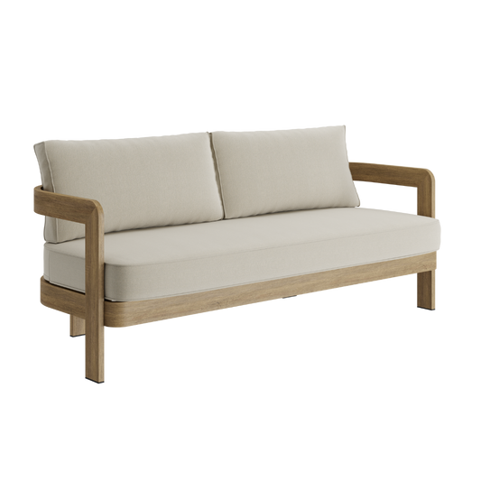 N3 Oak Three Seater Sofa Sand Canvas