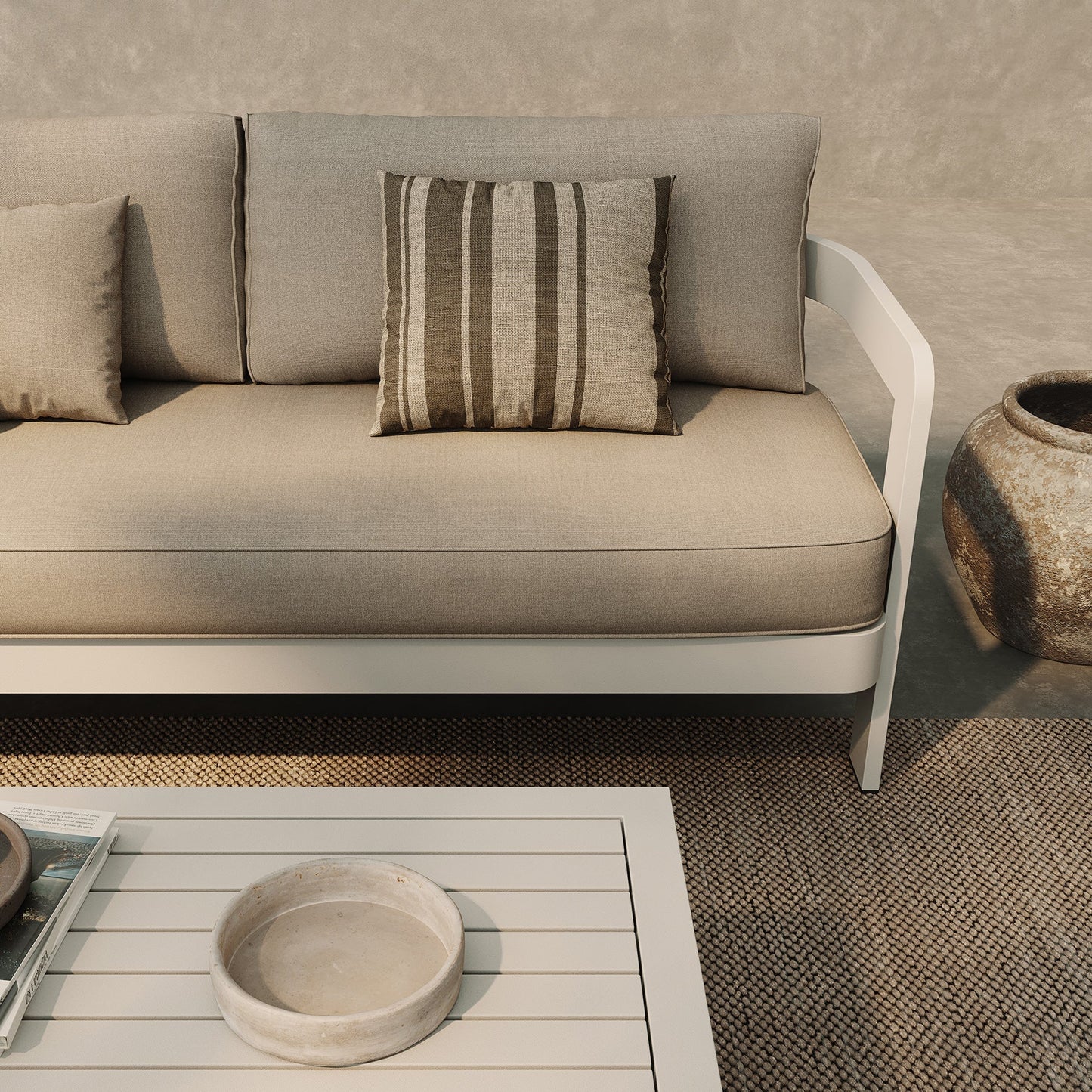 N3 Stone Three Seater Sofa Sand Canvas