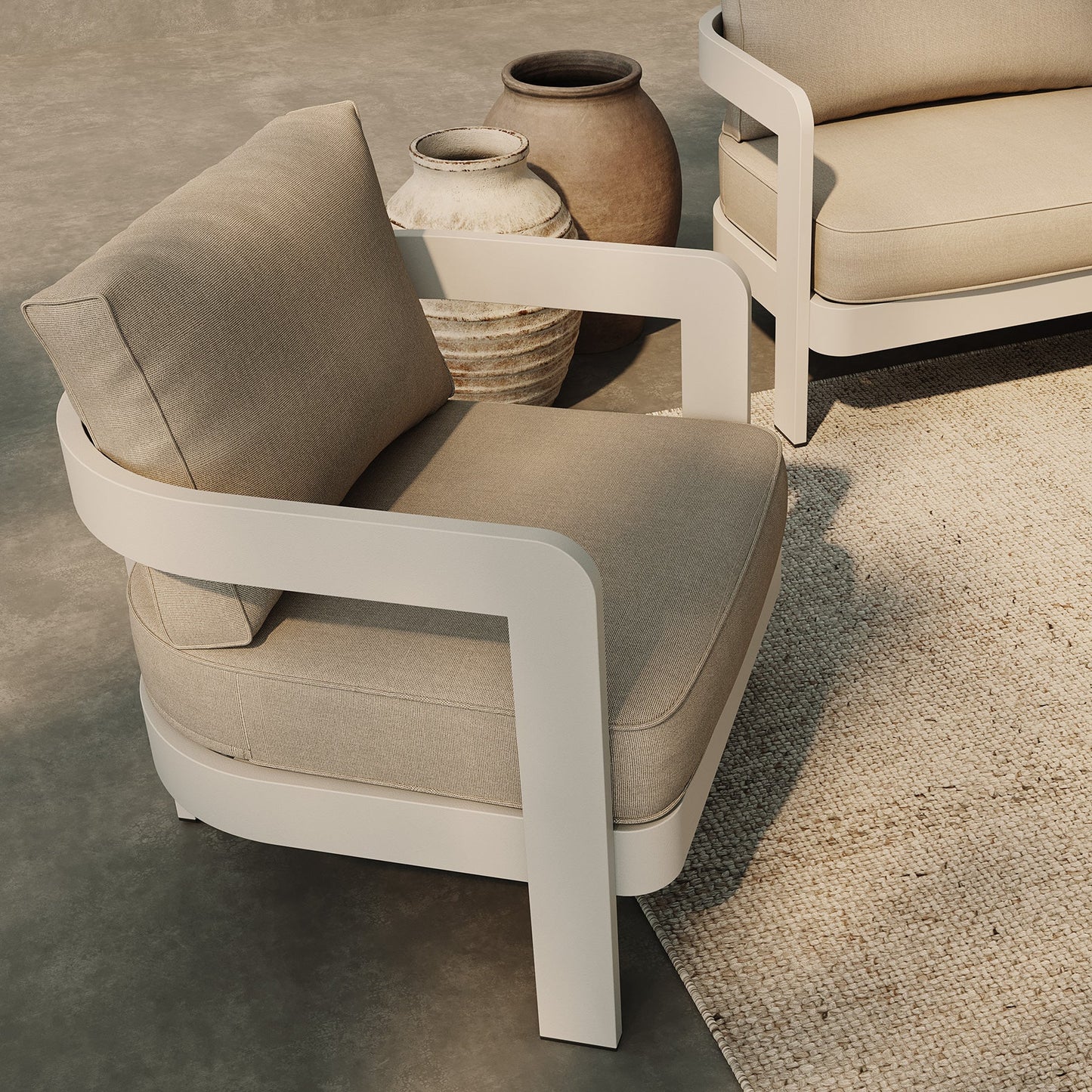 N3 Stone Lounge Chair Sand Canvas