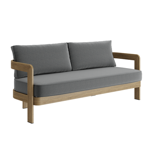 N3 Oak Three Seater Sofa Smoke Weave