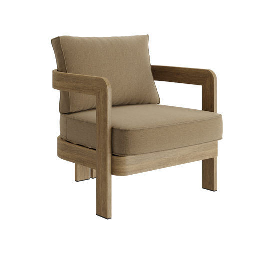 N3 Oak Lounge Chair Wheat Canvas