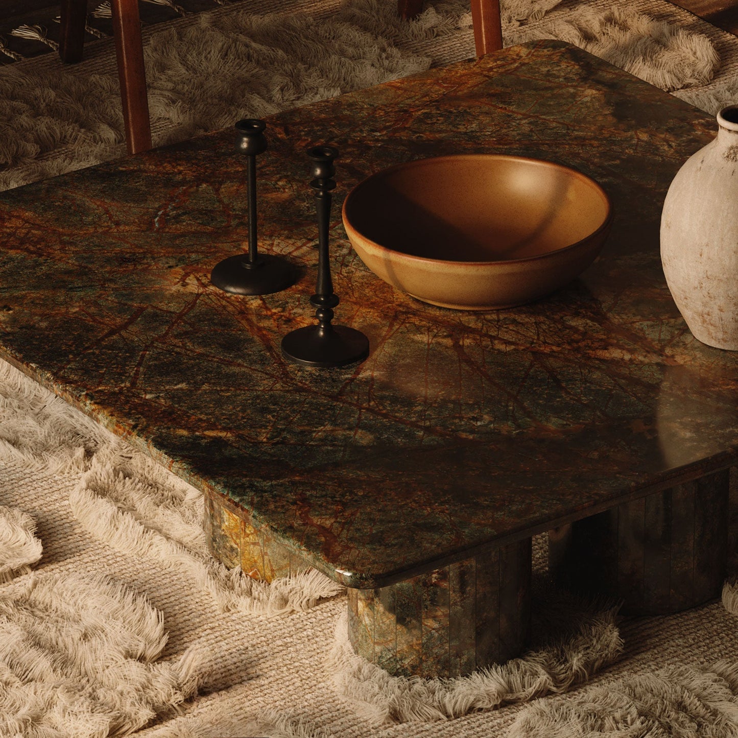 Nardelli Marble Coffee Table, Forest Green