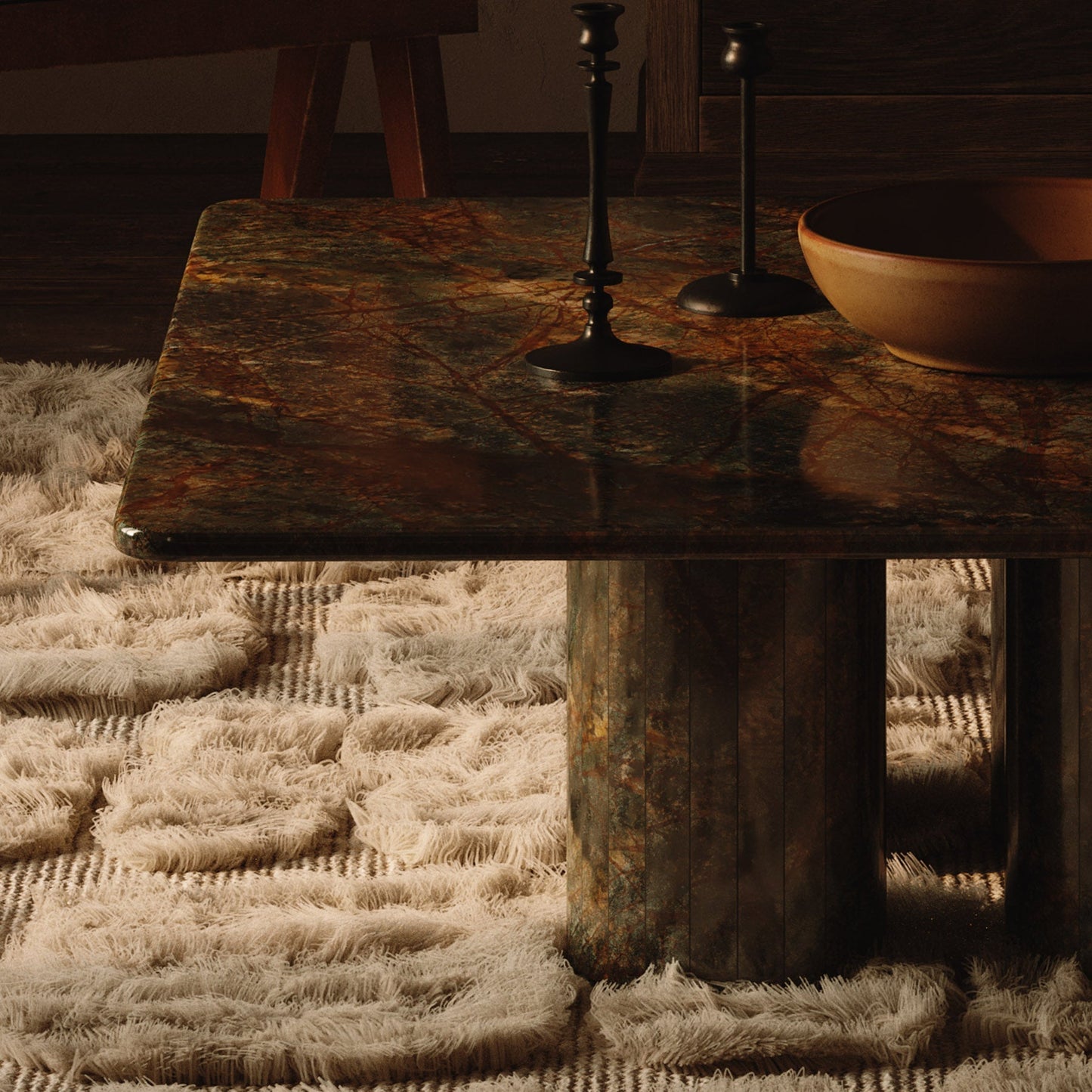 Nardelli Marble Coffee Table, Forest Green