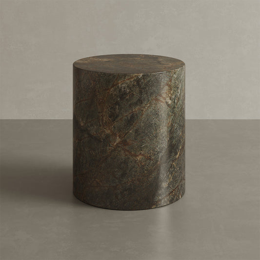 Porto Marble Side Table, Forest Green