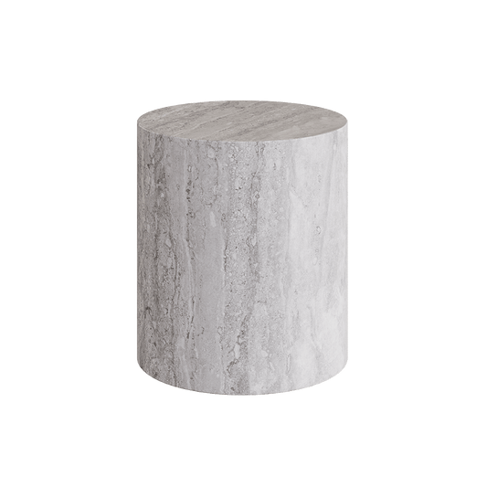 Porto Travertine Side Table, Grey
