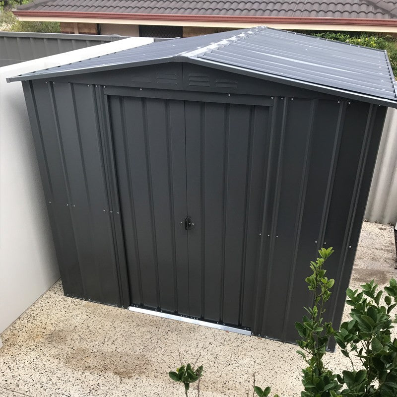 Globel Apex Metal Garden Shed - Choose Size