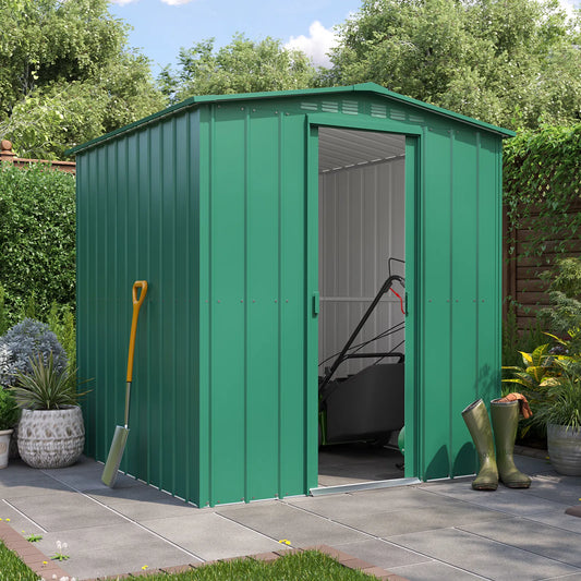 Globel Apex Metal Garden Shed - Choose Size